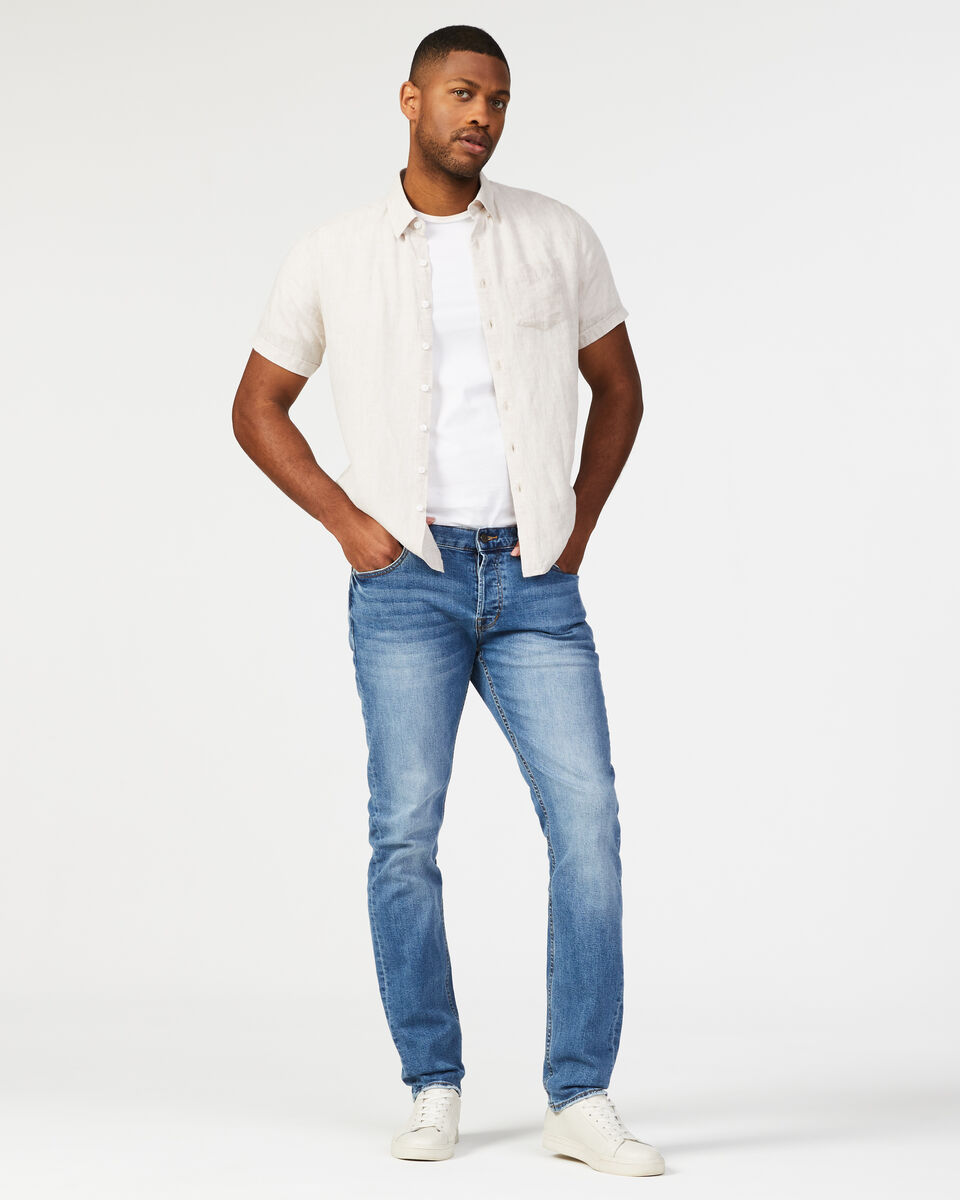 Singhs Linen Short Sleeve Shirt, Sand, hi-res